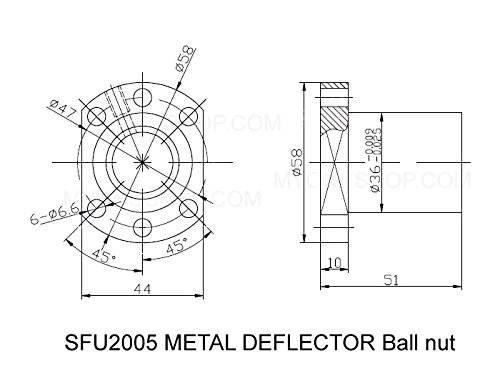 TTT Dia.20mm 2005 Anti-backlashed Ballscrew CNC Alkatrészek X Y Zkits = SFU2005 - L700 mm + Fém Deflektor Labdát anya + BK15