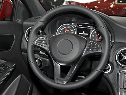 CHEYINGCHIDIY Fekete Autó Kormánykerék Gombot Fedezze Trim Matrica belső Dekoráció Kompatibilis Mercedes Benz B GLA CIA GLS