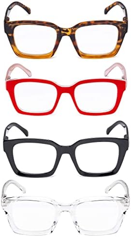 GUD Hölgyek Túlméretezett Olvasó Szemüveg 4 Pár Négyzet alakú Keret Olvasó Szemüveg (Tarka,+0.75)