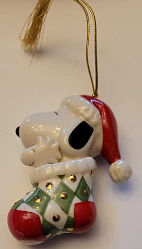 Lenox Mogyoró Snoopy & Woodstock Harisnya Karácsonyi Dísz