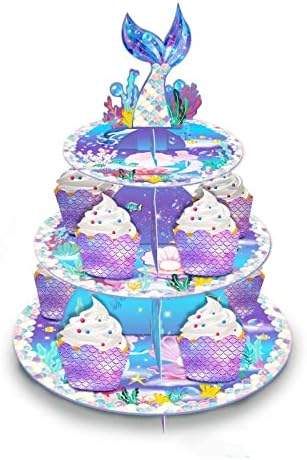 RHYYS Hableány Torta Állvány 3 emeletes Karton Cupcake Jogosultja Torony Kerek Desszertek Cukrász Felszolgáló Tálca, Party Kellékek, a 12-18