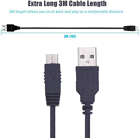 6amLifestyle USB Töltő Kábel Kompatibilis a Nintendo Wii U Gamepad Vezérlő, 10 Méter Hosszú USB hálózati Töltő Kábel