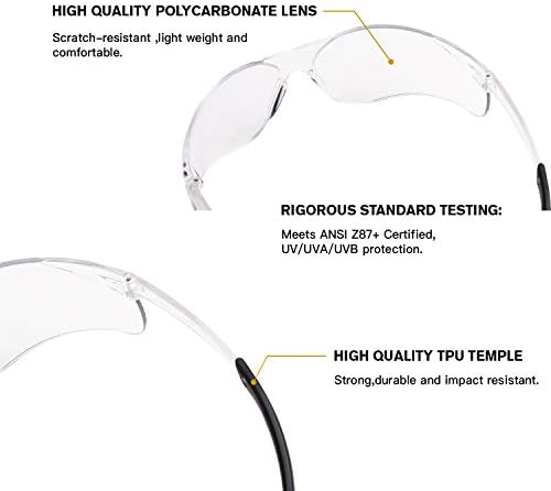 ORDÍT Világos Polikarbonát védőszemüveg 6 pár,Védő Szemüveg Airsoft Szemüveg, Anti-Fog Lencse