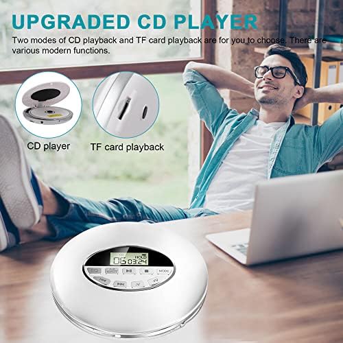 Személyes CD Lejátszó, Hordozható Walkman MP3 Fejhallgató Könnyű Anti Shock Autó Haza Utazás (Fehér)