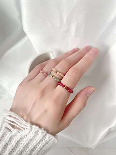 Gyöngyös Gyűrű Természetes Csiszolt Drágakő Minimalista Egymásra Zenekar Gyűrű, Ékszerek, Ajándékok Anya Lányok Felesége