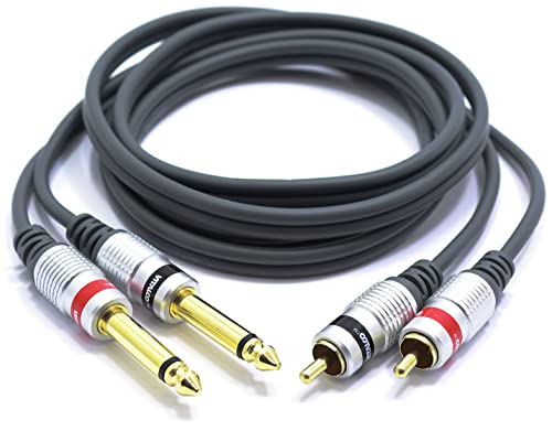 VITALCO Kábel 1/4 TS-RCA 1,5 m 5ft Kettős 6.35 mm Jack 1/4 2X RCA Csatlakozó Férfi Audio Kábel