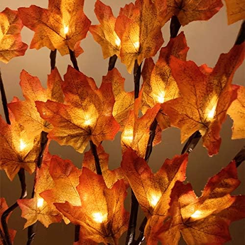 2 Csomag Maple Leaf Ág Fények 30 Hüvelyk 20 LED-es Hálaadás Dekoráció Égő Faágat Ágak elemes Maple Leaf Táblázat Fényeket Őszi Hálaadás