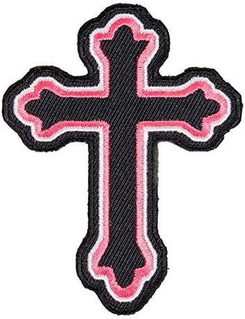 Rózsaszín & Fekete Dekoratív Cross Tapasz, Vallási Cross Tapasz