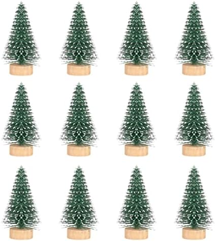 Veemoon 12db Mesterséges Mini karácsonyfa, Mini Fenyőfa a Hó, Fa Alap Üveg Ecsettel karácsonyfa Mesterséges Mini Fákat Karácsonyra, Karácsonyi