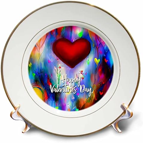 3dRose Valentin-Nap. Boldog Valentin-Nap. Piros szív. A színes kártya, ajándék - Lemezek (cp-374926-1)