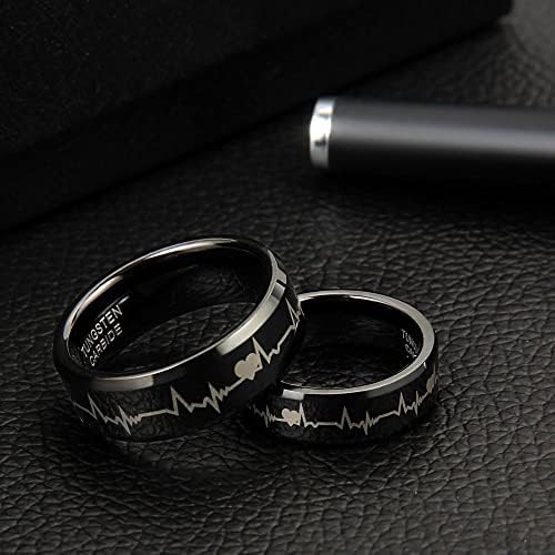 VOTRON 8 mm-es Fekete-Karbid Gyűrűk Szívverés Alakú, A Férfiak Magasság Mennyiség Eljegyzés Esküvői Zenekarok Méret 5-16-28252