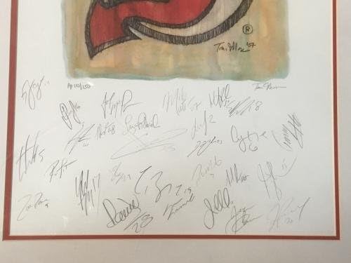 2007-08 NJ Devils csapata aláírt Stanley-Kupa litho 29 auto Martin Brodeur COA /150 - Dedikált NHL Művészet