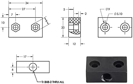 SUTK T8 trapéz alakú Vezető Csavar Blokk Nuts Pályán 2mm Vezető 2mm 8 mm-es Anti-Holtjáték POM Dió a 3D-s Nyomtató (Méret