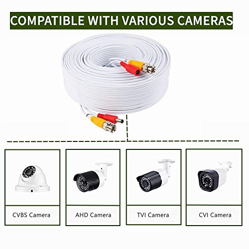 FITE A Fehér 100ft BNC Kábel Kompatibilis Lorex Biztonsági Kamera Analóg 960H 900TVL MCB7051 LBC7051