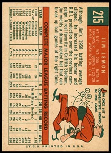 1959 Topps 215 Jim Citrom Washington Senators (Baseball Kártya) EX Szenátorok