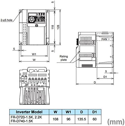 MITSUBISHI ELECTRIC FR-D720-1.5 K Inverter (háromfázisú 200V)(Alkalmazandó Motor Kapacitás 1,5 kW)(Névleges Kapacitás 2.8 kVA) NN