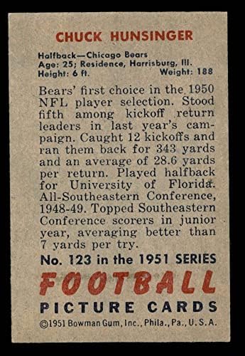 1951 Bowman 123 Chuck Hunsinger Chicago Bears (Foci Kártya) EX Medvék Floridai