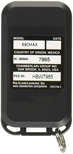 LiftMaster 890max Mini kulcstartó garázsnyitó Távoli, 2.5 Hosszú x 1.25 Széles x 1/2 Vastag, Fekete Szürke Gombok
