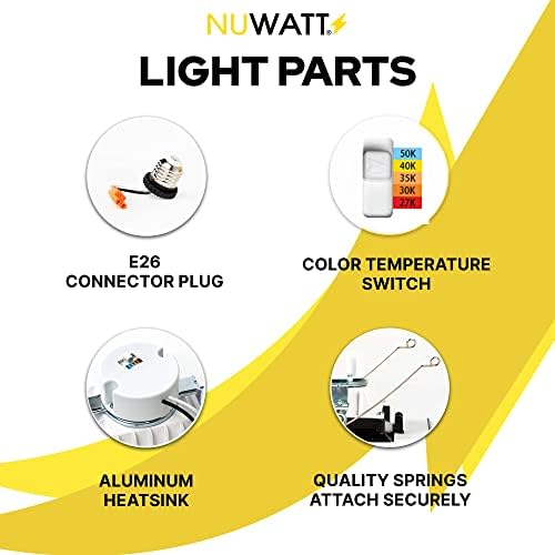 NUWATT | 12 Csomag | Fekete 6 Hüvelykes LED Mennyezeti Lámpa Tér Utólag Tud a Fény, 14W 1100 Lumen, 5CCT 2700K | 3000K | 3500K