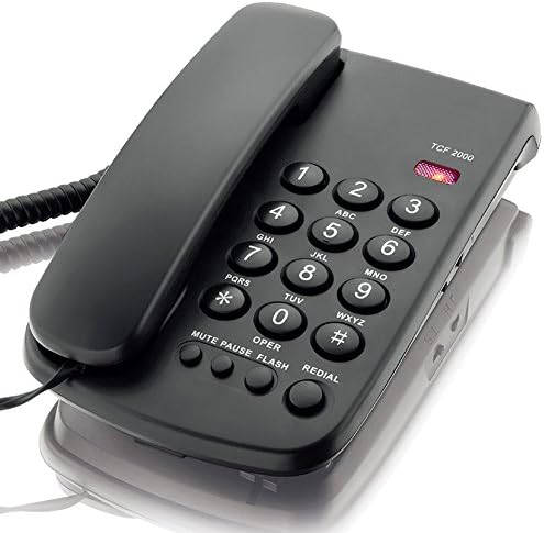 KerLiTar K-P041 Alapvető Vezetékes Telefon Újrahívás Némítás Funkció Otthoni Irodai Vezetékes Telefon Ház Idős Telefon Időseknek(Fekete)