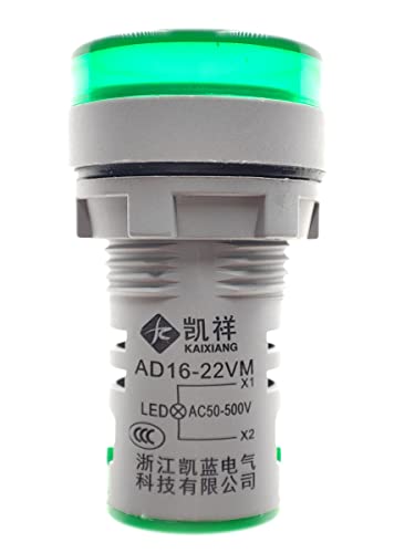 Szliyands 3pcs Digitális Kijelző HÁLÓZATI Feszültség Jelző, 22mm, Kerek Feje LED Feszültség Teszter AC50~500V Voltmérő Kijelző (Zöld)