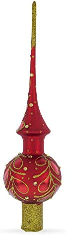 Piros Paisley Üveg Karácsonyfa Topper 11 Cm