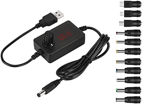 GutReise USB Feszültség Erősítő Kábel,DC5V USB-DC5-12.5 V Univerzális Feszültség Lépés Átalakító Kábel,Állítható Voltos Szabályozó LCD