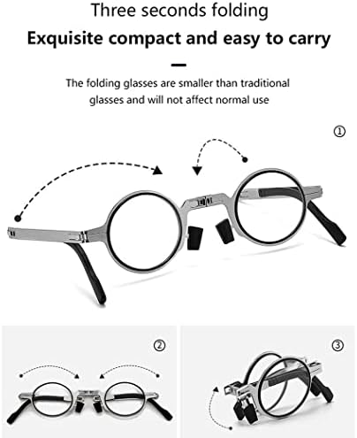 Összehajtható Olvasó Szemüveg Hordozható Könnyű Összecsukható Unisex Anti-Kék Szemüveg Kerek Négyszög Szemüvegkeret Szemüveg