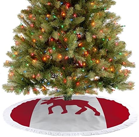 Szarvas Jelkép A Kanadai Zászló Nyomtatás karácsonyfa Szoknya Tassel Merry Christmas Party Alatt karácsonyfa