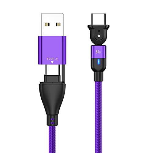 Aporia - 60W USB-A & USB-C Kábel Kábel Típus C 180 Fokos Forgatható Fej | PD 60W Gyors Töltés, Adatátvitel | Hordozható + Utazási