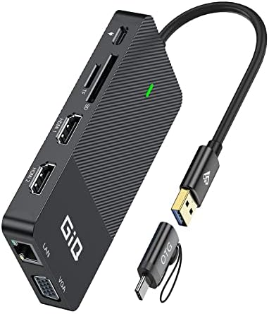 USB Dokkoló Állomás GIQ USB-C-hub, USB 3.0, hogy két HDMI-VGA Adapter Tripla Kijelző USB-C Laptop Dokkoló Állomás Kettős Kijelző Kompatibilis