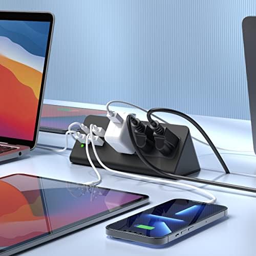Éjjeliszekrény Szélére Szerelhető elosztó USB-C Port Asztali túlfeszültségvédő Asztal Bilincs Konnektorok 3 AC Üzletek &4 Gyors