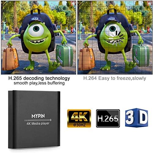 A 4K Média Lejátszó EGY AV Kábel, Digitális MP4 Lejátszó 8TB HDD/pendrive/TF Kártya/H. 265 MP4 PPT MKV, AVI Támogatás HDMI/AV/Optikai