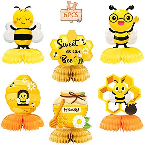 OSNIE 6 Db Tavasz mézelő Méh Honeycomb Asztaldíszek Táblázat Toplisták Nyári Dongó Asztal Dekoráció nagyon Édes Party Dekorációk,