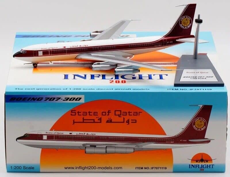Fedélzeti 200 Állami Katar a Boeing 707-300 A7-AAA állvánnyal Limited Edition 1/200 FRÖCCSÖNTÖTT Repülőgép Előre elkészített