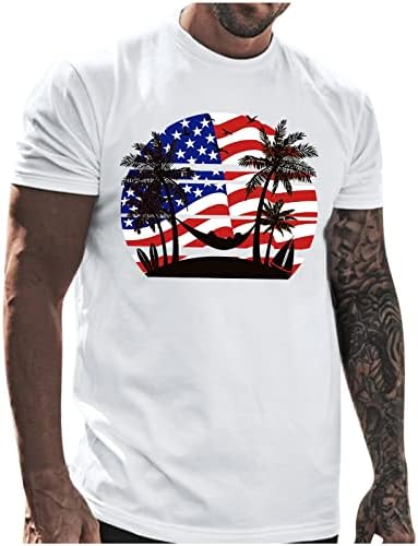 HDDK július 4-Férfi Rövid Ujjú T-shirt Hazafias USA Zászló Nyomtatás Sleeve Tee Maximum Nyári Alkalmi Edzés Tshirt