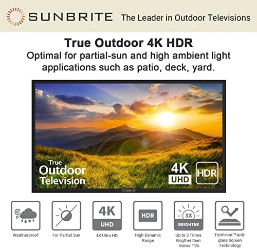 SunBrite 43-Hüvelyk Szabadtéri Televízió 4K HDR - Aláírás 2 Sorozat - a Részleges Nap SB-S2-43-4K-BL (43-es, Fekete)