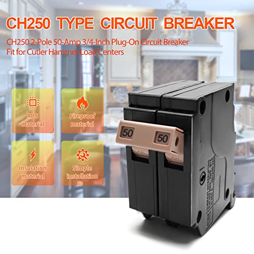 CH250 2-Pólusú 50-Erősítő Áramkör Megszakító, Típus CH 3/4-Inch Plug-A Fröccsöntött Esetben, Circuit Breaker, Termikus-Mágneses