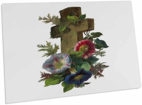 3dRose Régi Kereszt Virágokkal Digitális Festmény - Asztal Pad tányéralátétek (dpd-115404-1)