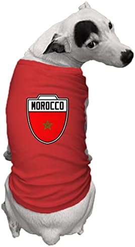 Marokkói Labdarúgó Crest - Ország Futbol Kutya Póló (Piros, Kicsi)