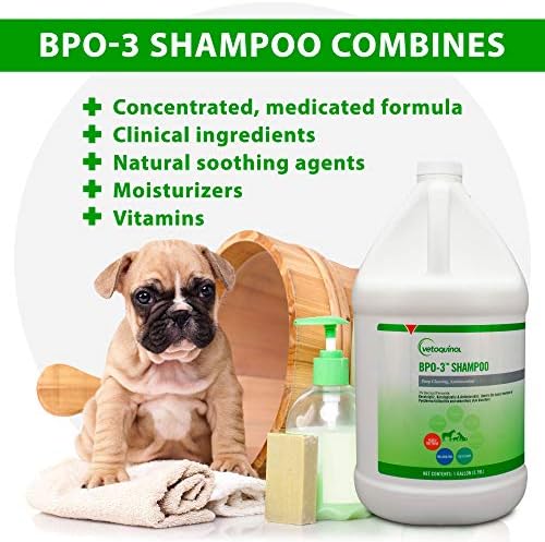 Vetoquinol BPO-3 Sampon Kutyák, Macskák & Lovak (3% Benzoil-Peroxid) – 128oz – Mély Tisztítás, Gyógyszeres Sampon Nyit & Flush hajhagymákat