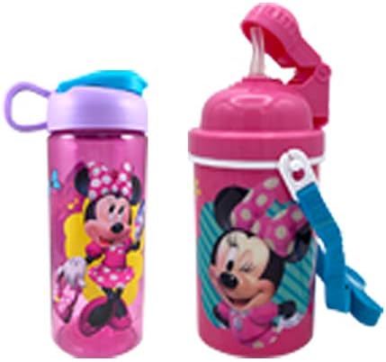 Gyerekek, Lányok Disney Minnie hordszíj Víz Üveg Fedő, valamint Újrafelhasználható Beépített Szalma Ajándék Szett Deluxe