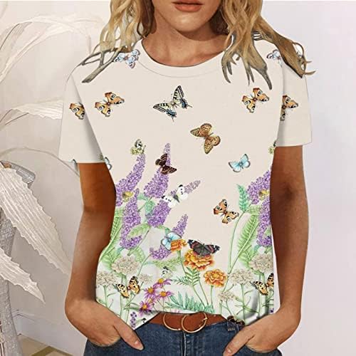 Sleeve Blúz, Női Rövid Ujjú Pillangó Grafikus Relaxed Fit Társalgó Blúzok Tshirts Tini Lányok XA