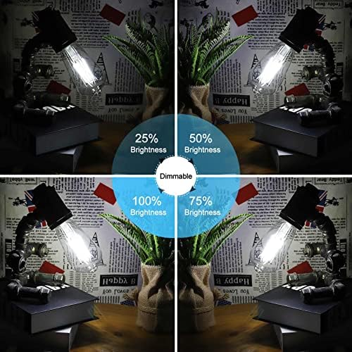 CRLight 6W LED-Edison-Izzó 5000K Nappal Fehér Fény, 70W Egyenértékű 700 Lumen Szabályozható E26 Közepes Bázis, Vintage Edison