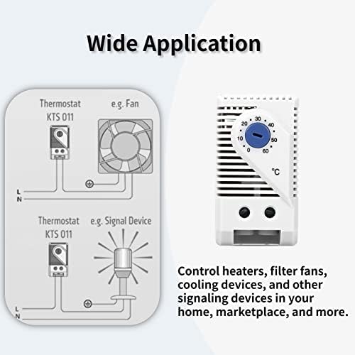 Caredy Mechanikus Termosztát, 1db 0-60℃ Állítható Kompakt Elektromos Mechanikus Termosztát Hőmérséklet-szabályozó Kapcsolót Új Szűrő Ventilátor,