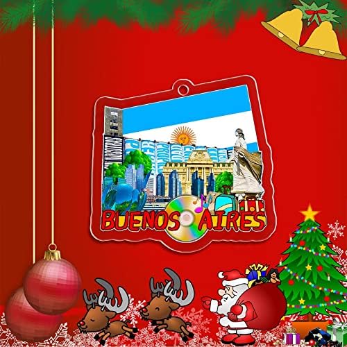 Argentína, Buenos Aires Karácsonyi Dísz Áttetsző Akril Kétoldalas Fa Dekoráció Medál Utazási Szuvenír Turisztikai Gyűjtemény Személyre