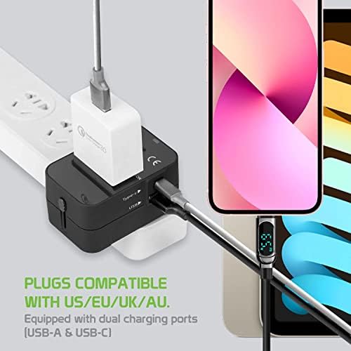 Utazási USB Plus Nemzetközi Adapter Kompatibilis LG Optimus L4 II Világszerte Teljesítmény, 3 USB-Eszközök c típus, USB-A Közötti