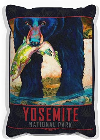 Yosemite Halászati Medve Ál Bőr Kanapé Párnát a Festmény a Művész Kari Lehr 13 x 19.
