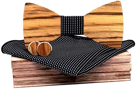 Andongnywell Klasszikus, Kézzel készített Mens Fa csokornyakkendő Kézműves Fából készült Állítható Bowties Nyakkendő Party