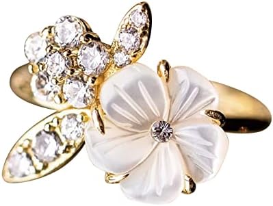 2023 Új Vintage Gyönyörű Hölgyek Virág Gyémánt Gyűrű Aranyozott Gyűrű Női Ékszerek, Ajándékok Jelmez Gyémánt Gyűrű (Arany, 7)